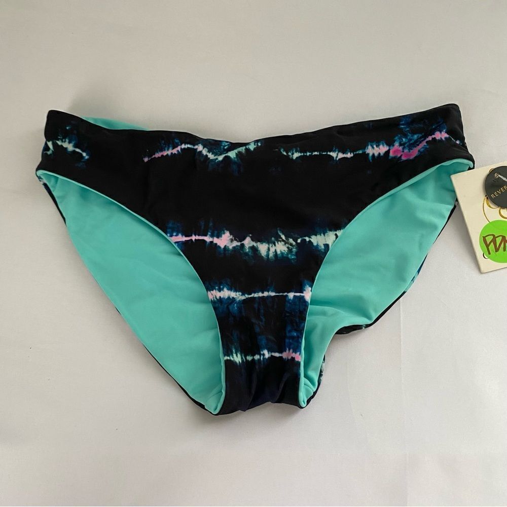 Cyn & Luca Women’s Tue Dye Reversible Cheeky Bikini Bottom Size S